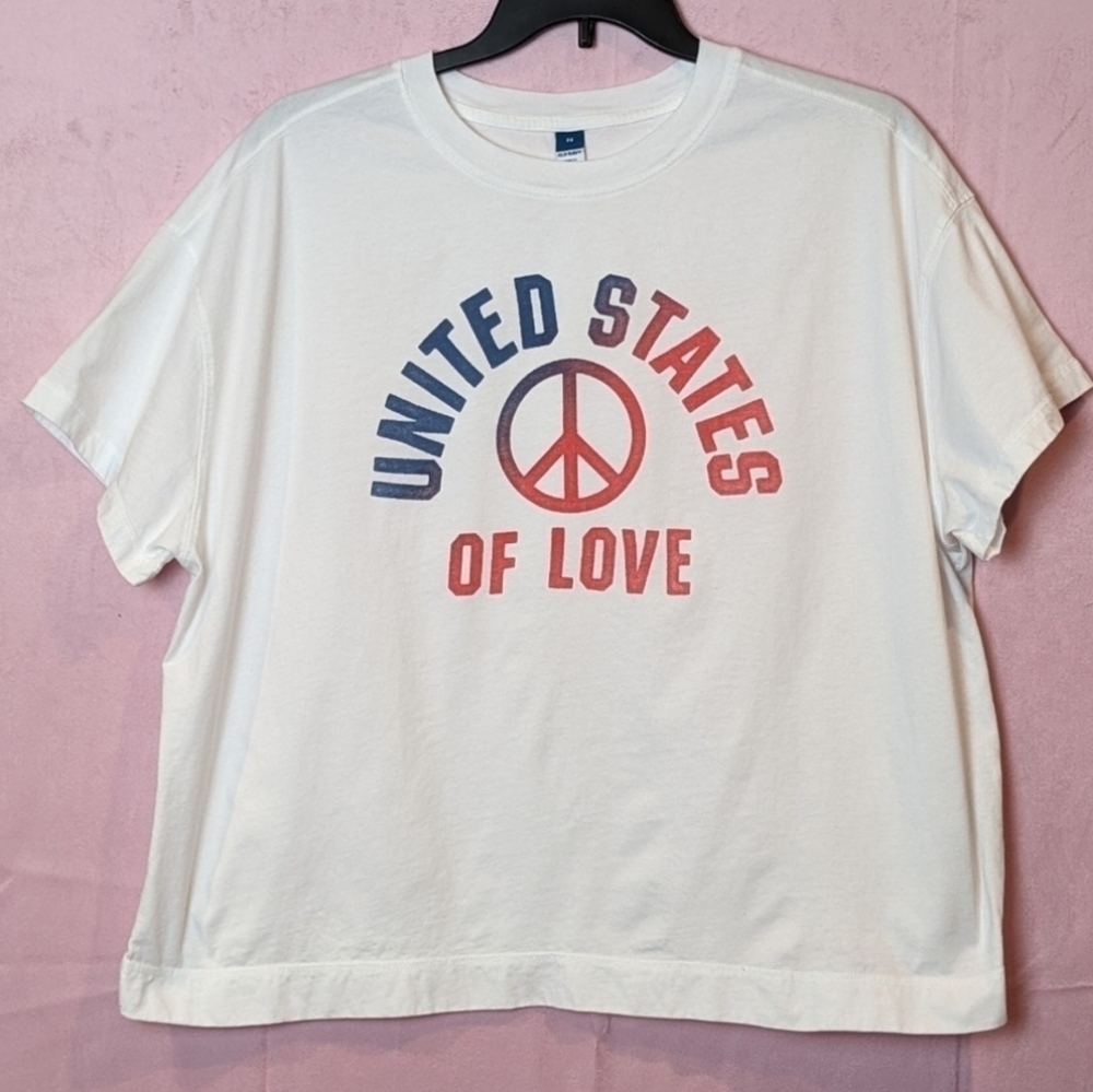Old Navy United States of Love White Short Sleeve Tee size 2X